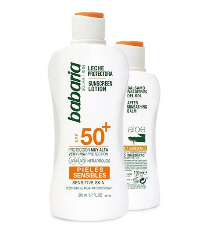 Babaria - Lait Solaire Pour Peaux Sensibles SPF50 + Après-Soleil 1 Babaria - Lait Solaire Pour Peaux Sensibles SPF50 + Après-Soleil