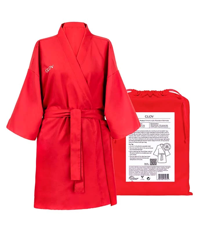 GLOV - Peignoir Ultra Absorbant Kimono Style - Rouge 1 GLOV - Peignoir Ultra Absorbant Kimono Style - Rouge