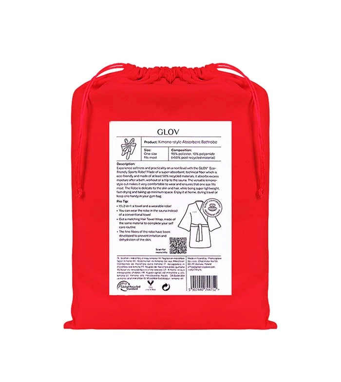 GLOV - Peignoir Ultra Absorbant Kimono Style - Rouge 5 GLOV - Peignoir Ultra Absorbant Kimono Style - Rouge – Image 5