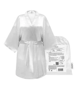 GLOV - Peignoir En Satin Kimono Style - Blanc