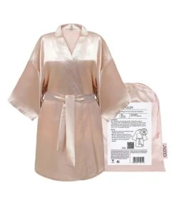 GLOV - Peignoir En Satin Kimono Style - Champagne