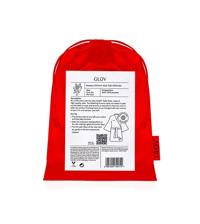 GLOV - Peignoir En Satin Kimono Style - Rouge 4 GLOV - Peignoir En Satin Kimono Style - Rouge – Image 4
