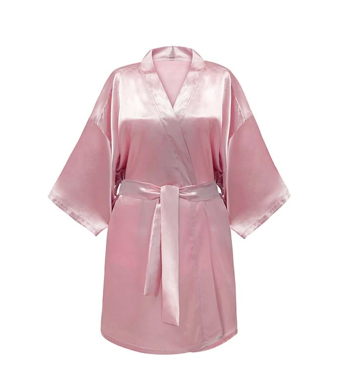 GLOV - Peignoir En Satin Kimono Style - Rose 2 GLOV - Peignoir En Satin Kimono Style - Rose – Image 2
