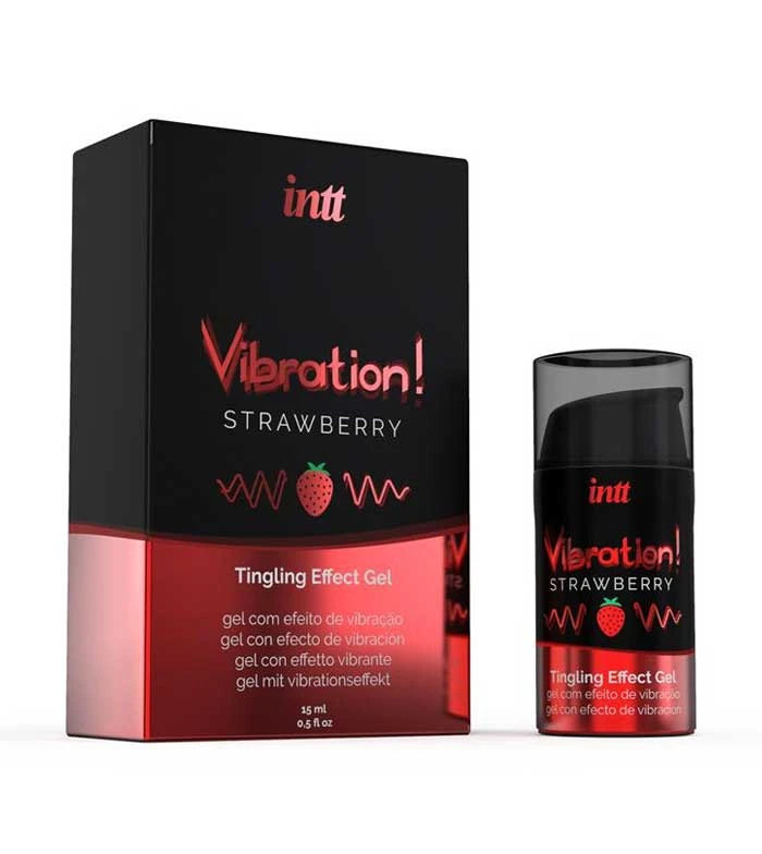 Intt - Gel Excitant Avec Effet De Vibration - Strawberry 1 Intt - Gel Excitant Avec Effet De Vibration - Strawberry