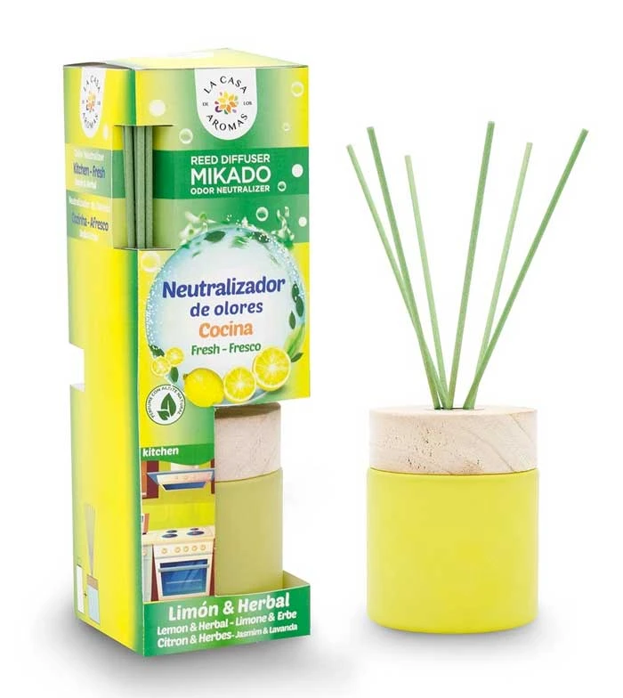 La Casa De Los Aromas - Neutraliseur D'odeurs Mikado 100ml - Citron Et Herbal Kitchen 1 La Casa De Los Aromas - Neutraliseur D'odeurs Mikado 100ml - Citron Et Herbal Kitchen